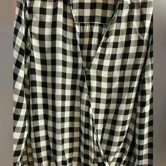 Madewell blouse gingham checkered crossover long sleeve Medium - Picture 2 of 7